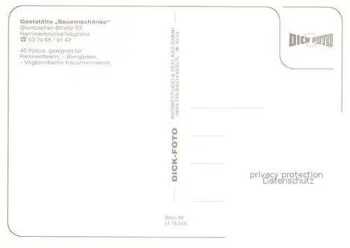 AK / Ansichtskarte Hammerbruecke Gaststaette Bauernschaenke Garten Hammerbruecke