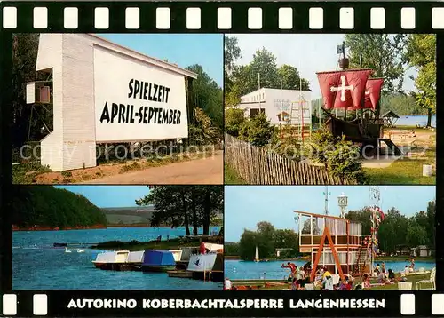 AK / Ansichtskarte Langenhessen Autokino im Naherholungsgebiet Koberbachtalsperre Altes Segelschiff Badestrand Langenhessen