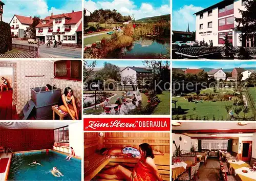AK / Ansichtskarte Oberaula Hotel Pension Zum Stern Restaurant Hallenbad Garten Sauna Teich Oberaula