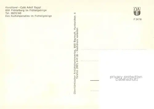 AK / Ansichtskarte Fichtelberg_Bayreuth Konditorei Cafe Rappl Panorama Fichtelgebirge Fichtelberg Bayreuth