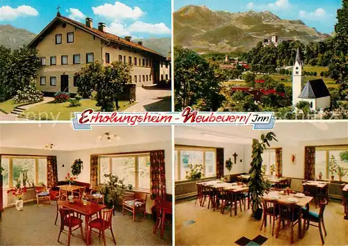 AK / Ansichtskarte Neubeuern Erholungsheim Gastraum Ortsmotiv mit Kirche Alpen Neubeuern