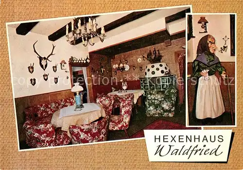 AK / Ansichtskarte Oberthulba Jagdhaus Hexenhaus Waldfried Gastraum Hexe Oberthulba