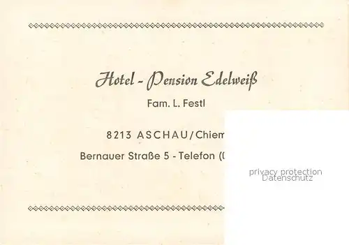 AK / Ansichtskarte Aschau_Chiemgau Hotel Pension Edelweiss Aschau Chiemgau