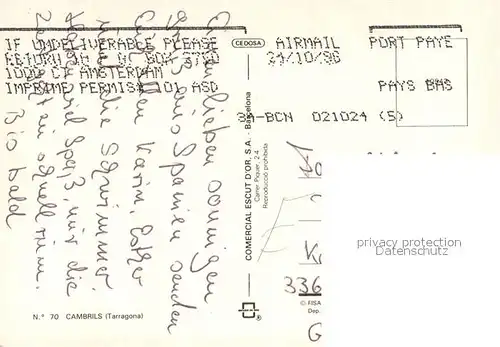 AK / Ansichtskarte Cambrils Vue aerienne Cambrils