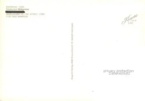 AK / Ansichtskarte Bad_Wimpfen Konditorei Cafe Restaurant Birkensee Bad_Wimpfen
