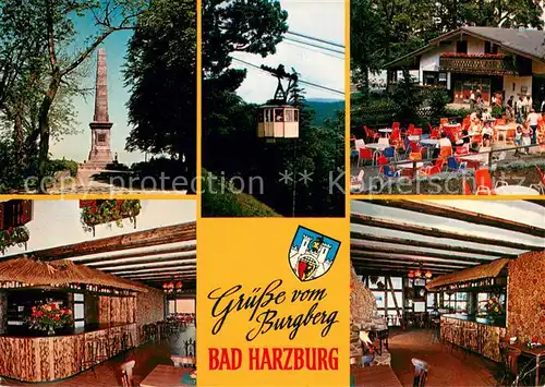 AK / Ansichtskarte Bad_Harzburg Burgberg Cafe Restaurant Monument Seilbahn Terrasse Bar  Bad_Harzburg