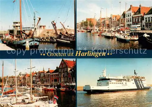 AK / Ansichtskarte Harlingen_Friesland Fischkutter Bootsliegeplatz Fahrgastschiff Harlingen_Friesland