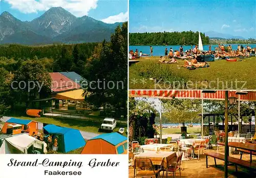 AK / Ansichtskarte Faak_am_See_Finkenstein Strand Camping Gruber Faakersee Terrasse Faak_am_See_Finkenstein