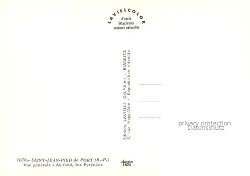 AK / Ansichtskarte Saint Jean Pied de Port Vue generale aerienne Au fond les Pyrenees Saint Jean Pied de Port