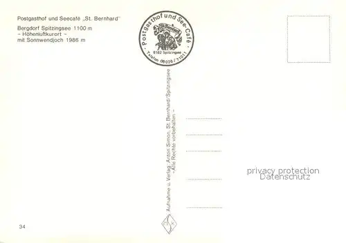AK / Ansichtskarte Spitzingsee Postgasthof und Seecafe St Bernhard Bergdorf mit Sonnwendjoch Spitzingsee