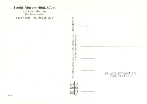 AK / Ansichtskarte Anger_Chiemgau Strobl Alm am Hoegl mit Hochstaufen Anger Chiemgau