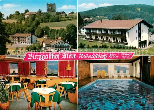 AK / Ansichtskarte Neunussberg Burggasthof Sterr mit Gaestehaus Burgfried Gaststube Hallenbad Neunussberg