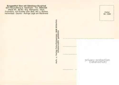 AK / Ansichtskarte Neunussberg Burggasthof Sterr mit Gaestehaus Burgfried Gaststube Hallenbad Neunussberg