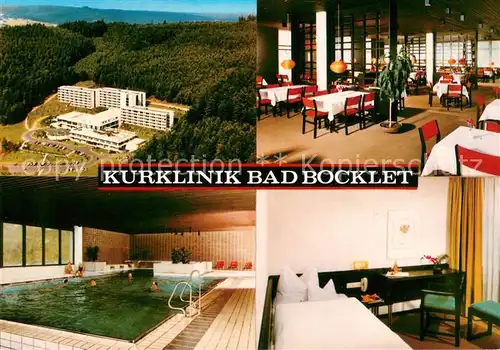 AK / Ansichtskarte Bad_Bocklet Kurklinik Bad Bocklet Fliegeraufnahme Speisesaal Hallenbad Zimmer Bad_Bocklet