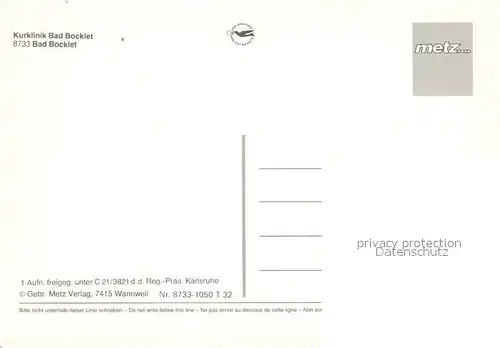 AK / Ansichtskarte Bad_Bocklet Kurklinik Bad Bocklet Fliegeraufnahme Speisesaal Hallenbad Zimmer Bad_Bocklet