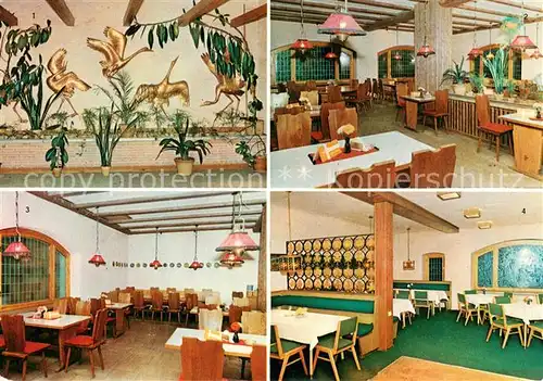 AK / Ansichtskarte Bergen_Ruegen HO Rugard Gaststaette Empfangshalle Bauernstube Jagdzimmer Bergen Ruegen