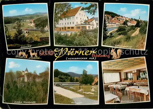 AK / Ansichtskarte Etzelwang Gasthof Puerner Lehental Schwimmbad Schloss Neidstein Minigolf Gaststube Etzelwang