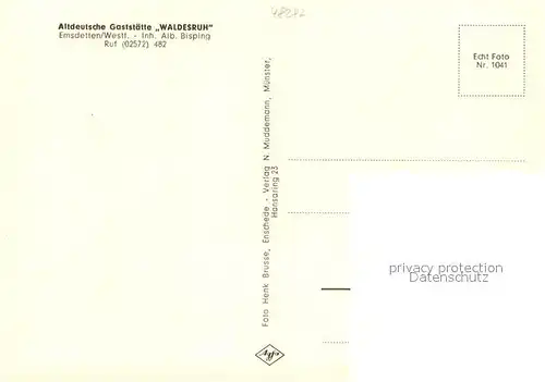 AK / Ansichtskarte Emsdetten Altdeutsche Gaststaette Waldesruh Emsdetten