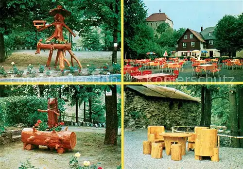 AK / Ansichtskarte Stein_Bad_Berneck Burgschaenke zur Ritter vom Stein Park Freiterrasse Gartengarnitur Stein_Bad_Berneck