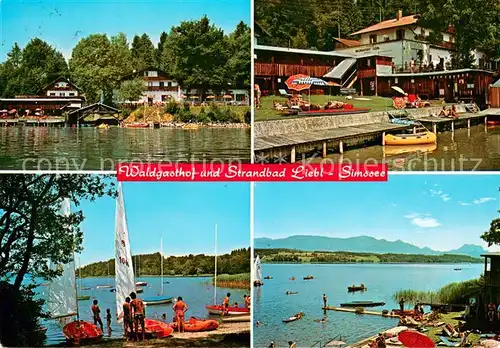 AK / Ansichtskarte Stephanskirchen_Simssee Waldgasthof Liebl Pension Strandbad Bootsverleih Stephanskirchen Simssee