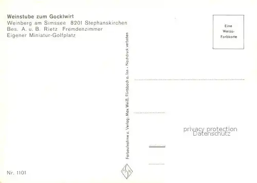 AK / Ansichtskarte Stephanskirchen_Simssee Segelboote Minigolf Weinstube zum Gocklwirt Gastraeume Stephanskirchen Simssee