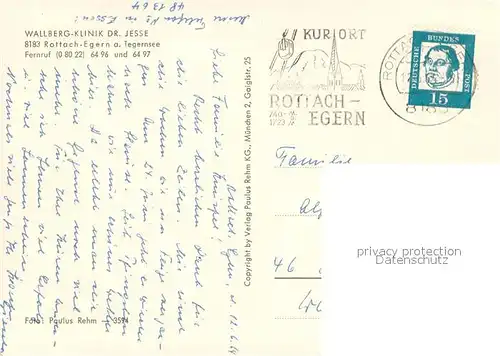 AK / Ansichtskarte Rottach Egern Wallberg Klinik Dr Jesse Rottach Egern