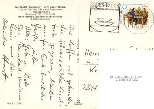 AK / Ansichtskarte Baden Baden Waldhotel Fischkultur Baden Baden