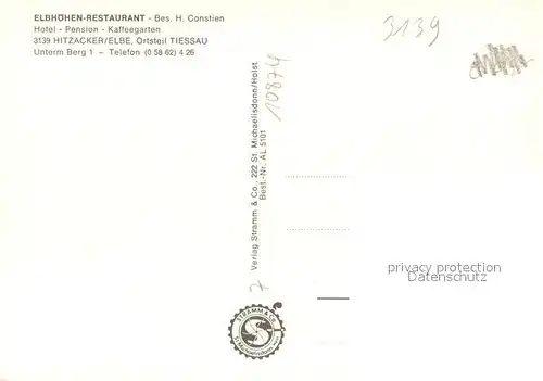AK / Ansichtskarte Hitzacker_Elbe Elbhoehen Restaurant Hotel Pension Kaffeegarten Hitzacker Elbe