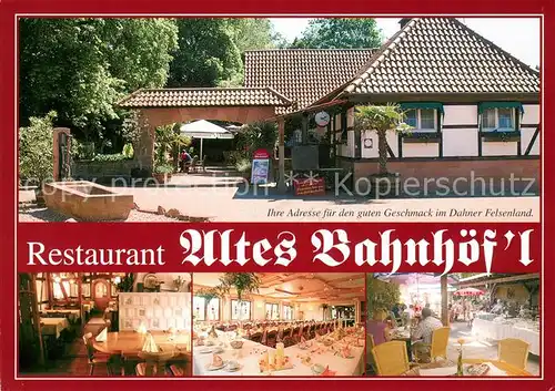 AK / Ansichtskarte Dahn Restaurant Altes Bahnhoefl Gastraeume Festsaal Dahn