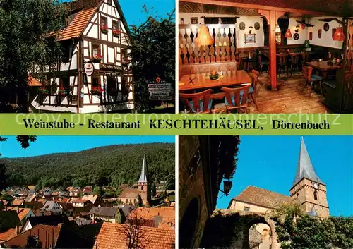 AK / Ansichtskarte Doerrenbach Weinstube Restaurant Keschtehaeusel Gaststube Stadtblick Kirche Doerrenbach