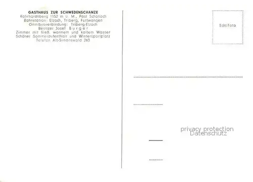 AK / Ansichtskarte Rohrhardsberg_Schonach Schaenke im Gasthaus zur Schwedenschanze 