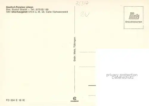 AK / Ansichtskarte Oberhaugstett Gasthof Pension Loewen Gastraeume Eingang Oberhaugstett