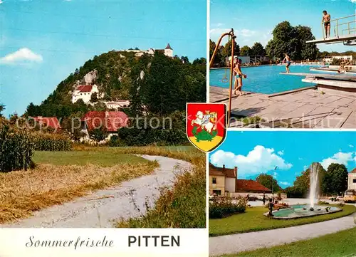 AK / Ansichtskarte Pitten Sommerfrische Schlossberg Schwimmbad Springbrunnen Pitten