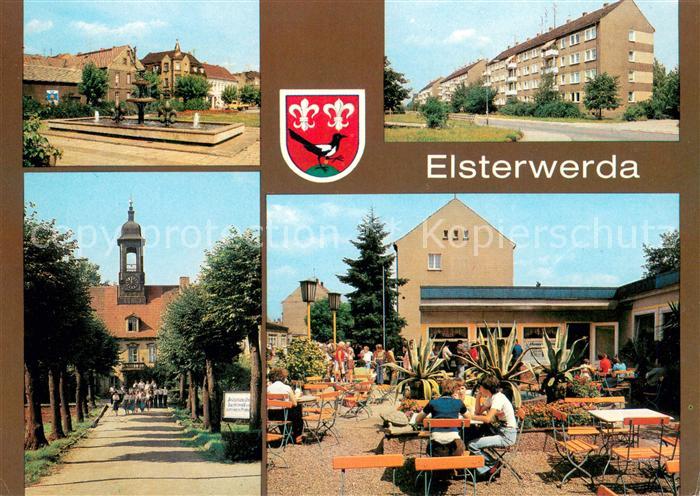 AK / Ansichtskarte Elsterwerda Wappenbrunnen am Markt Strasse des