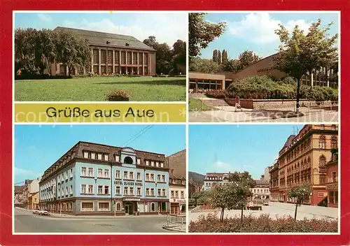 AK / Ansichtskarte Aue_Erzgebirge Kulturhaus Ernst Thaelmann Volksschwimmhalle Hotel Blauer Engel Altmarkt Aue_Erzgebirge