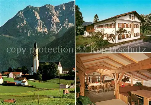 AK / Ansichtskarte Pfronten Gaestehaus Pension Haus St. Hildegard Motiv mit Kirche Allgaeuer Alpen Pfronten