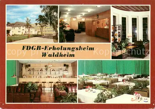 AK / Ansichtskarte Arendsee_Altmark FDGB Erholungsheim Waldheim Empfang Diele Bar Speiseraum Arendsee Altmark