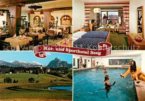 AK / Ansichtskarte Seeg Kur  und Sporthotel Restaurant Fremdenzimmer Hallenbad Landschaftspanorama Alpen Seeg