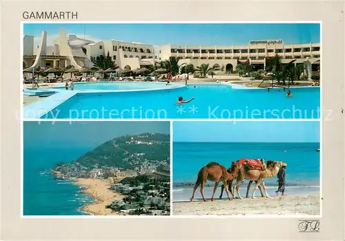 AK / Ansichtskarte Gammarth Hotel Cap Carthage Swimming Pool Kamele Kuestenpanorama Fliegeraufnahme Gammarth