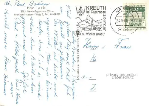 AK / Ansichtskarte Kreuth_Tegernsee Haus Jackl Kreuth Tegernsee