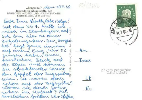 AK / Ansichtskarte Kirchbichl_Bad_Toelz Bergerhof Jugendgesundungsstaette der DAK Kirchbichl_Bad_Toelz