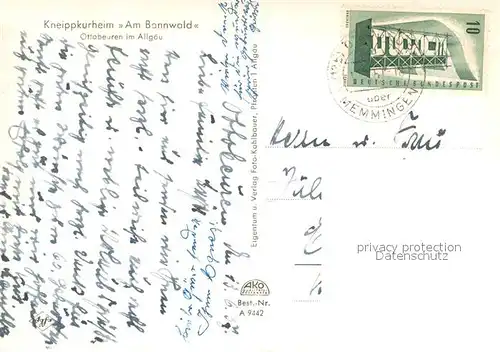 AK / Ansichtskarte Ottobeuren Kneippkurheim Am Bannwald Ottobeuren