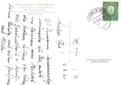 AK / Ansichtskarte Grafing_Muenchen Genesungsheim Oberoelkofen Grafing Muenchen