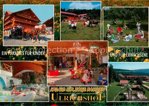 AK / Ansichtskarte Zettisch Urlaub auf dem Ulrichshof Pferdekutsche Hallenbad Pferde Kinderspielplatz Panorama Zettisch