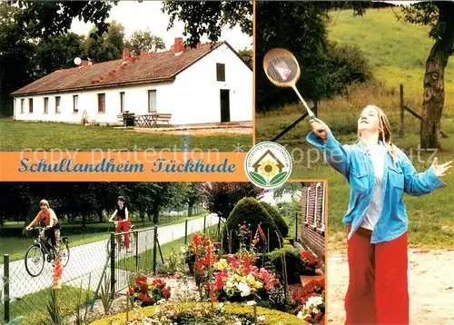 AK / Ansichtskarte Golchen_Altentreptow Schullandheim Tueckhude Radfahren Federball Golchen Altentreptow