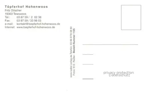 AK / Ansichtskarte Tewswoos Toepferhof Doescher Hohenwoos Gastraum Toepferei Tewswoos