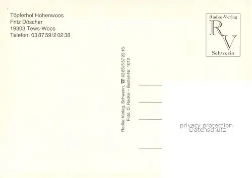 AK / Ansichtskarte Tewswoos Toepferhof Doescher Hohenwoos Gasthaus Toepferei Tewswoos