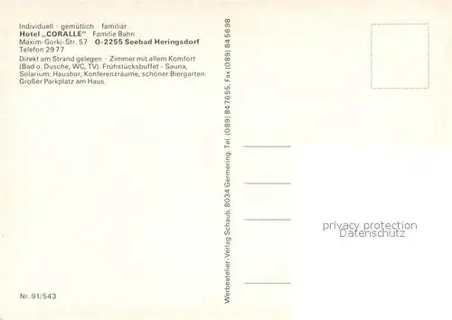 AK / Ansichtskarte Heringsdorf_Ostseebad_Usedom Hotel Coralle Gastraum Zimmer Fischkutter Heringsdorf_Ostseebad