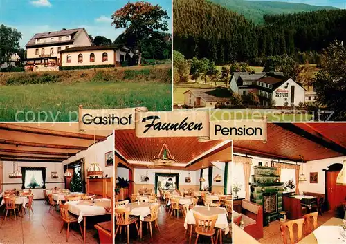 AK / Ansichtskarte Bad_Steben Gasthof Pension Faunken Gastraeume Kaminzimmer Bad_Steben