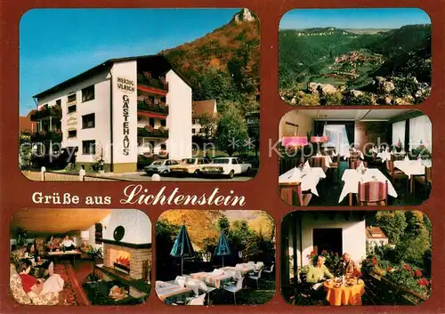 AK / Ansichtskarte Honau_Lichtenstein Hotel Restaurant Cafe Adler Gaststube Kaminzimmer Panorama Terrasse Honau_Lichtenstein